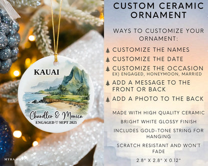 Kauai Engagement Ornament Custom Gift Souvenir Bauble Present. Infographic
