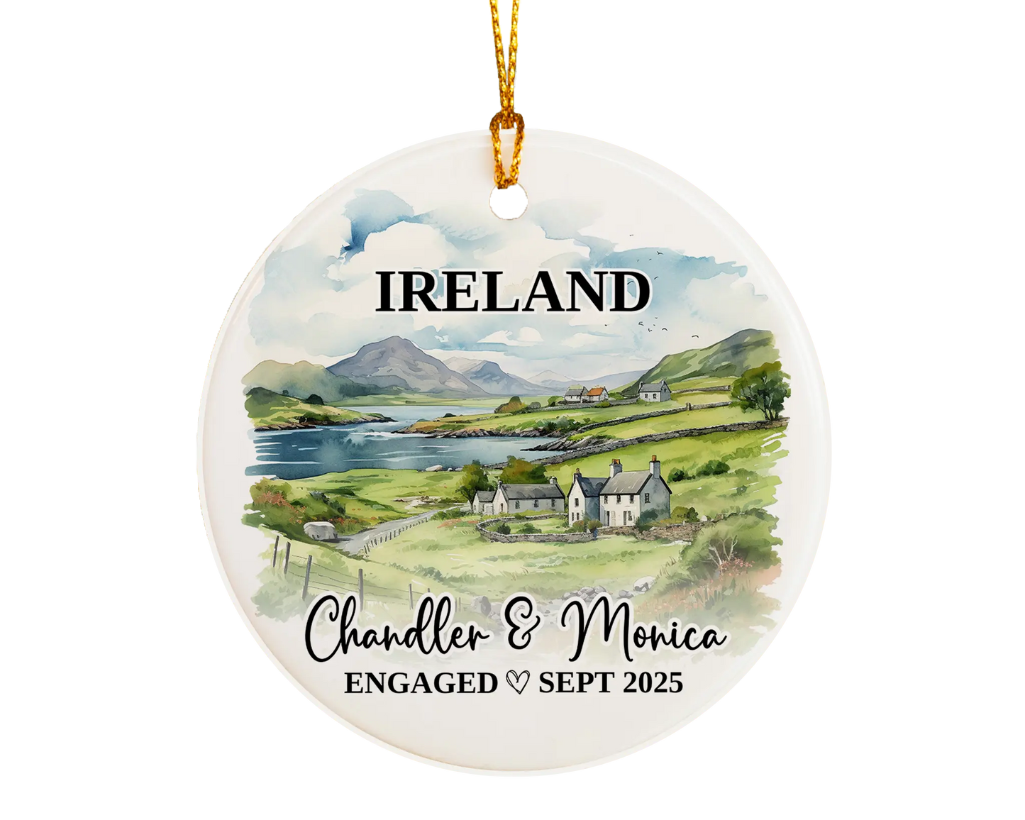 Ireland Engagement Custom Ornament, Ireland Bauble