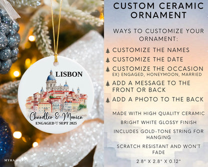 Lisbon Engagement Ornament Custom Gift Souvenir Bauble Present. Infographic
