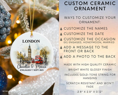 London Engagement Ornament Custom Gift Souvenir Bauble Present. Infographic