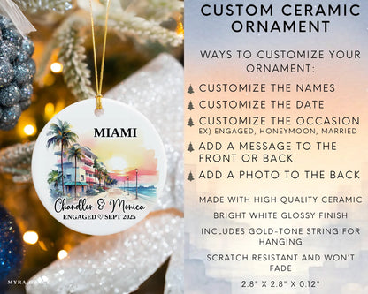 Miami Engagement Ornament Custom Gift Souvenir Bauble Present. Infographic