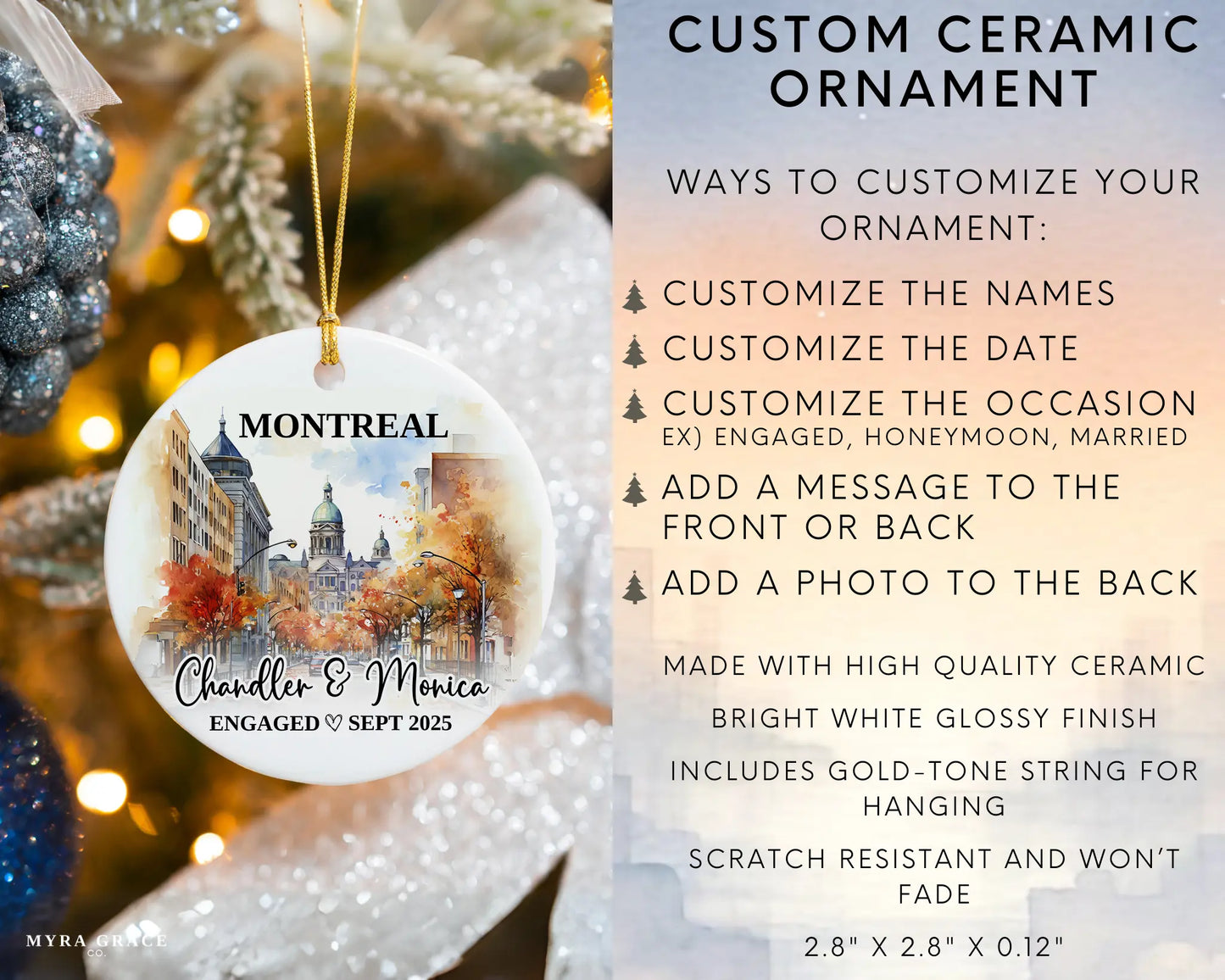 Montreal Engagement Ornament Custom Gift Souvenir Bauble Present. Love it