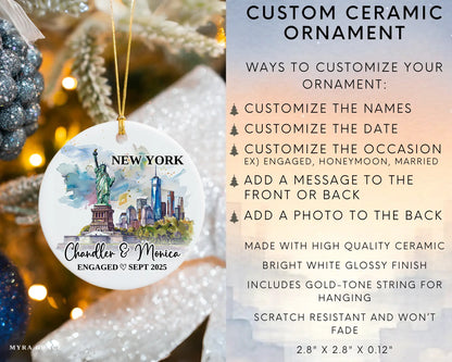 New York Engagement Ornament Custom Gift Souvenir Bauble Present. Infographic