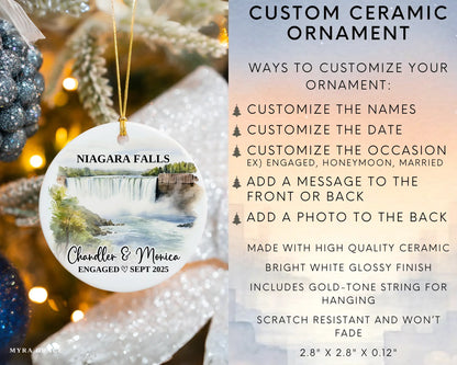 Niagara Falls Engagement Ornament Custom Gift Souvenir Bauble Present. Infographic