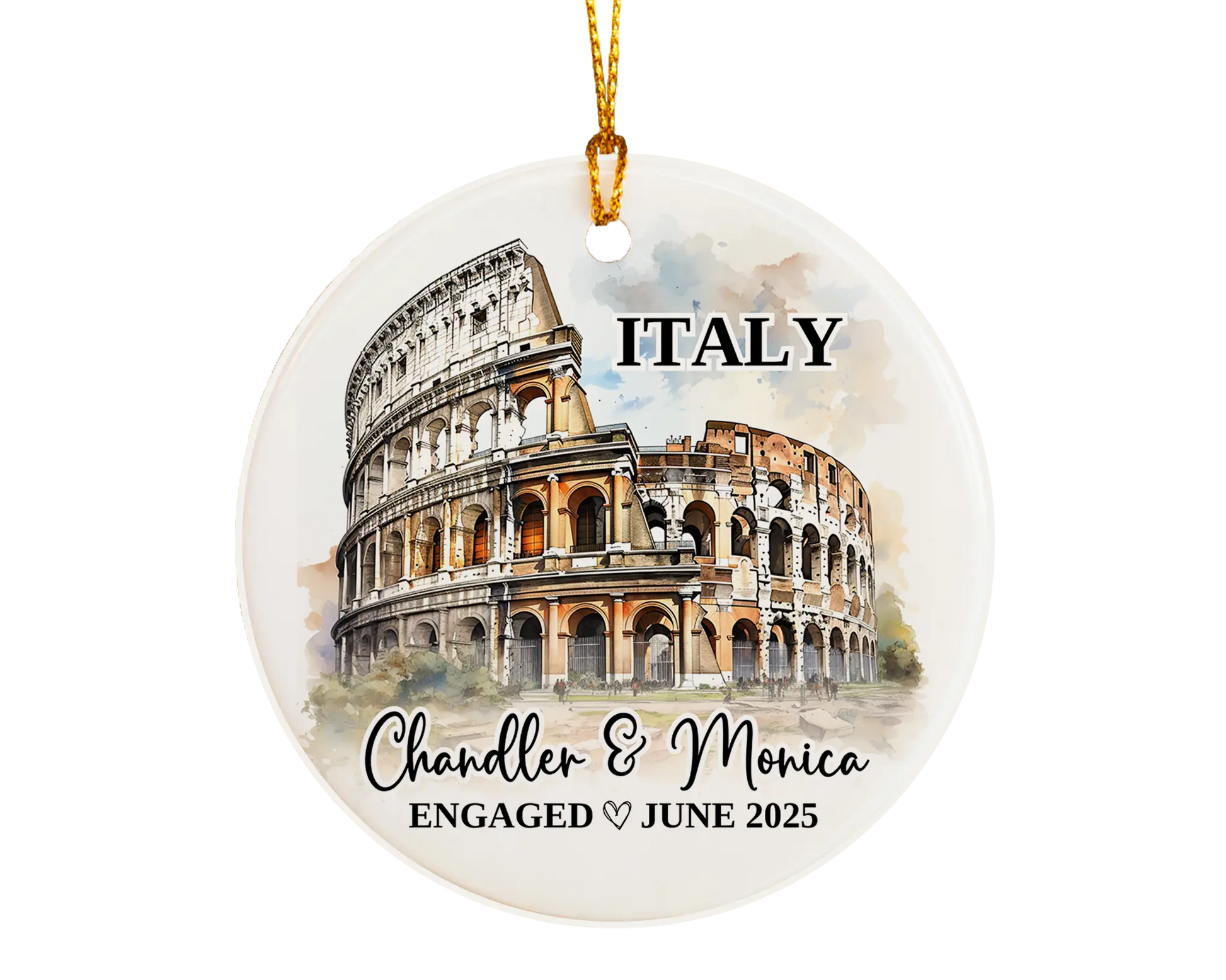 Italy Colosseum Engagement Ornament Custom Gift Souvenir Bauble Present
