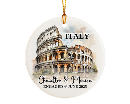 Italy Colosseum Engagement Ornament Custom Gift Souvenir Bauble Present