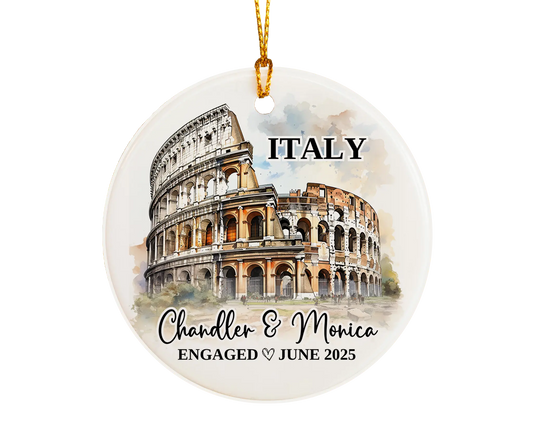 Italy Colosseum Engagement Ornament Custom Gift Souvenir Bauble Present
