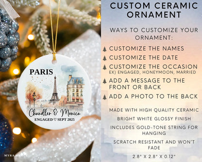 Paris Engagement Ornament Custom Gift Souvenir Bauble Present. Infographic