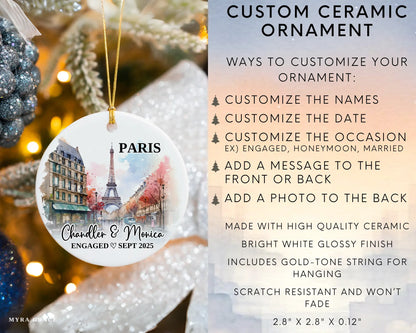 Paris Engagement Ornament Custom Gift Souvenir Bauble Present. Infographic