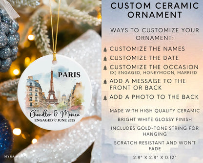 Paris Engagement Ornament Custom Gift Souvenir Bauble Present. Infographic