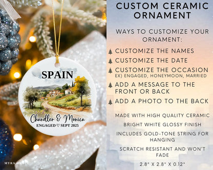 Spain Engagement Ornament Custom Gift Souvenir Bauble Present. Infographic