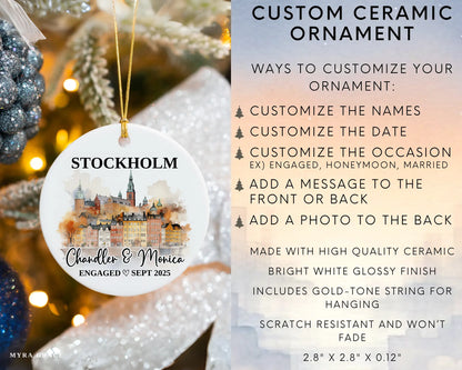 Stockholm Engagement Ornament Custom Gift Souvenir Bauble Present. Infographic