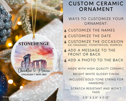 Stonehenge Engagement Ornament Custom Gift Souvenir Bauble Present. Infographic