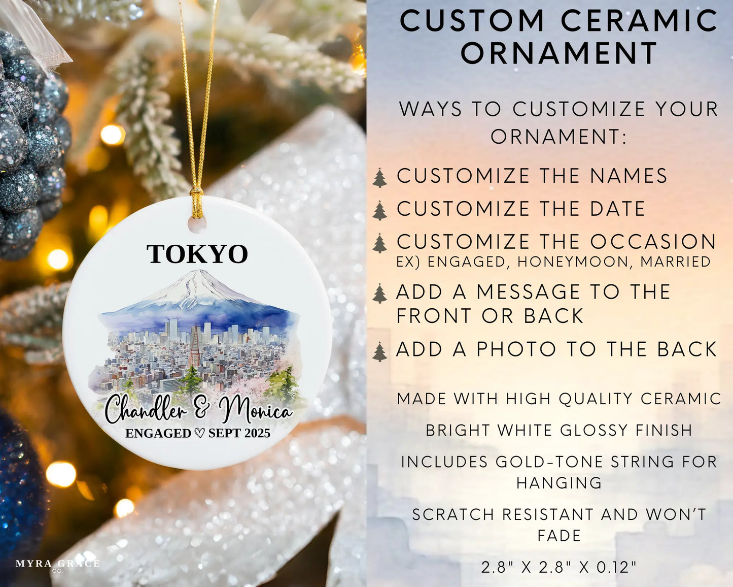 Tokyo Engagement Ornament Custom Gift Souvenir Bauble Present. Infographic