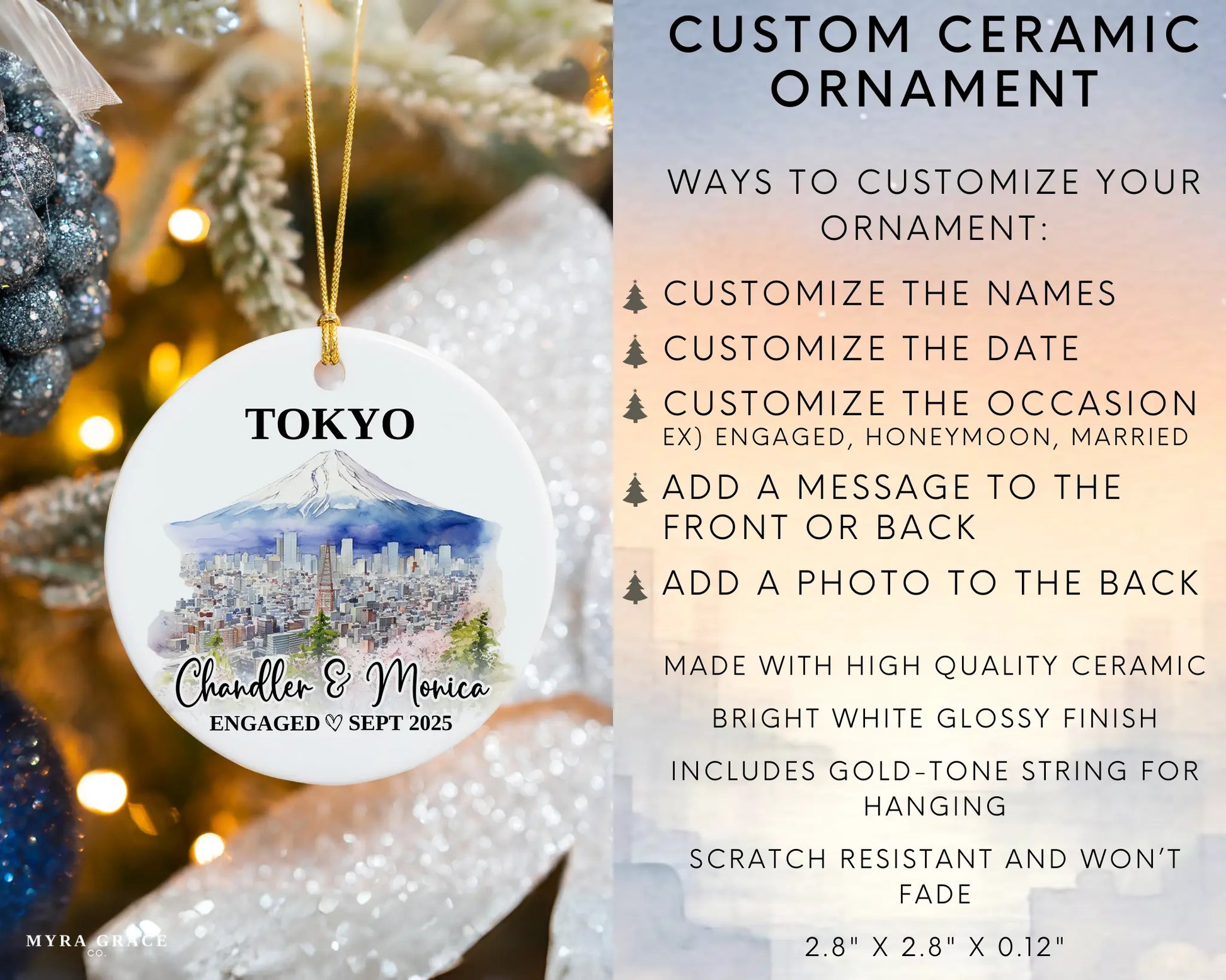 Tokyo Engagement Ornament Custom Gift Souvenir Bauble Present. Infographic