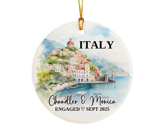 Italy Engagement Custom Ornament, Italy Bauble, Amalfi Coast