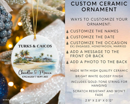 Turks and Caicos Engagement Ornament Custom Gift Souvenir Bauble Present. Infographic