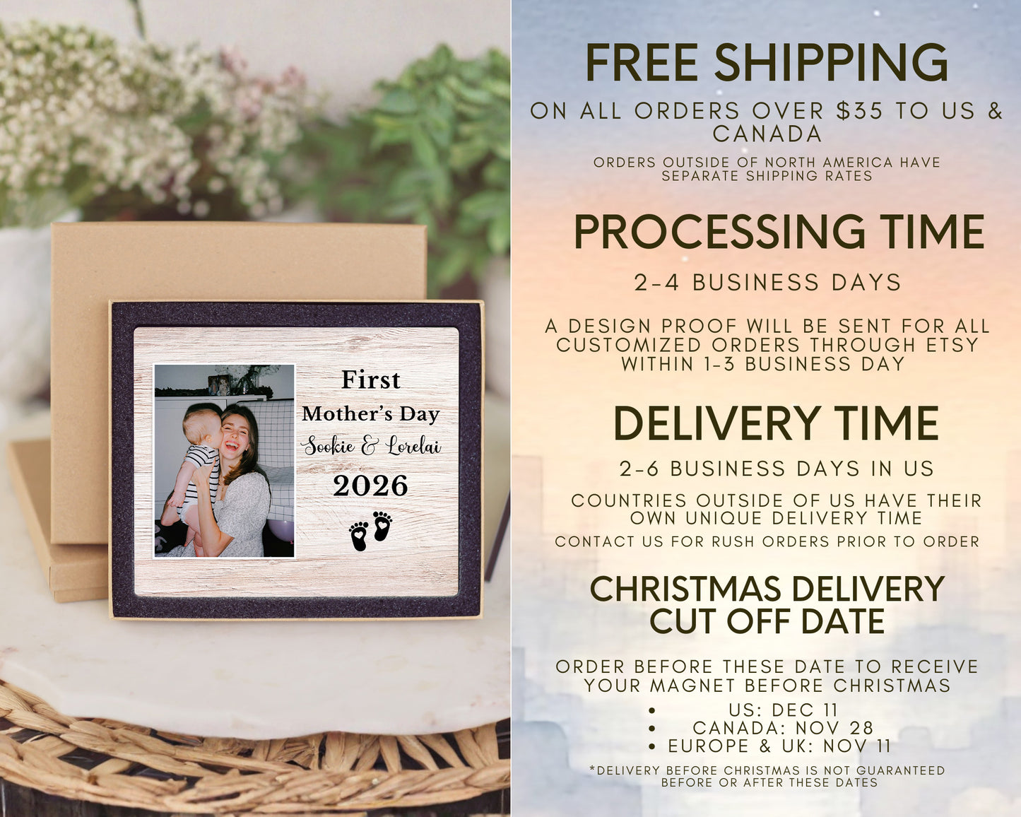 First Mother's Day Photo Board, Custom Mother Picture Board, Personalized Mother Photo Board, Mom Gift, Present for Mom, First Mother's Day