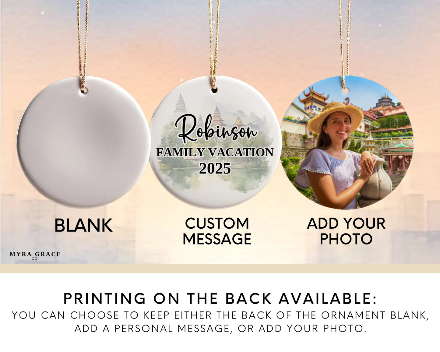Malaysia Ornament Custom Gift Souvenir Bauble. Custom Malaysia ceramic photo ornament with personalized message – handmade Christmas bauble, gift souvenir, or vacation keepsake.  Add your photo. photo ornament
