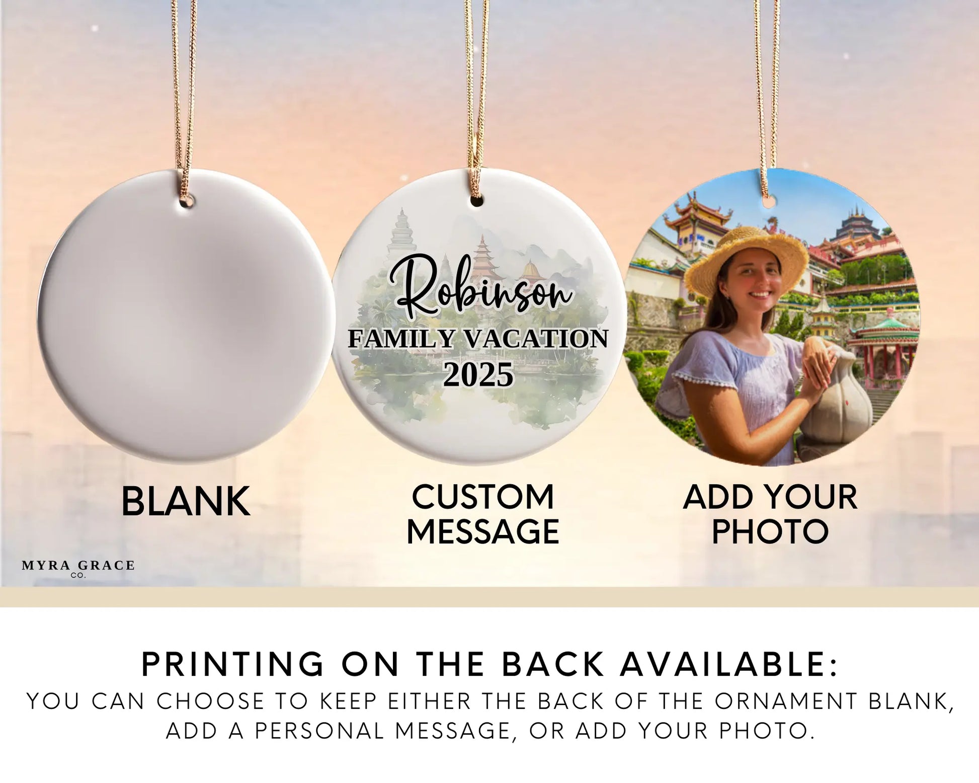 Malaysia Ornament Custom Gift Souvenir Bauble. Custom Malaysia ceramic photo ornament with personalized message – handmade Christmas bauble, gift souvenir, or vacation keepsake.  Add your photo. photo ornament
