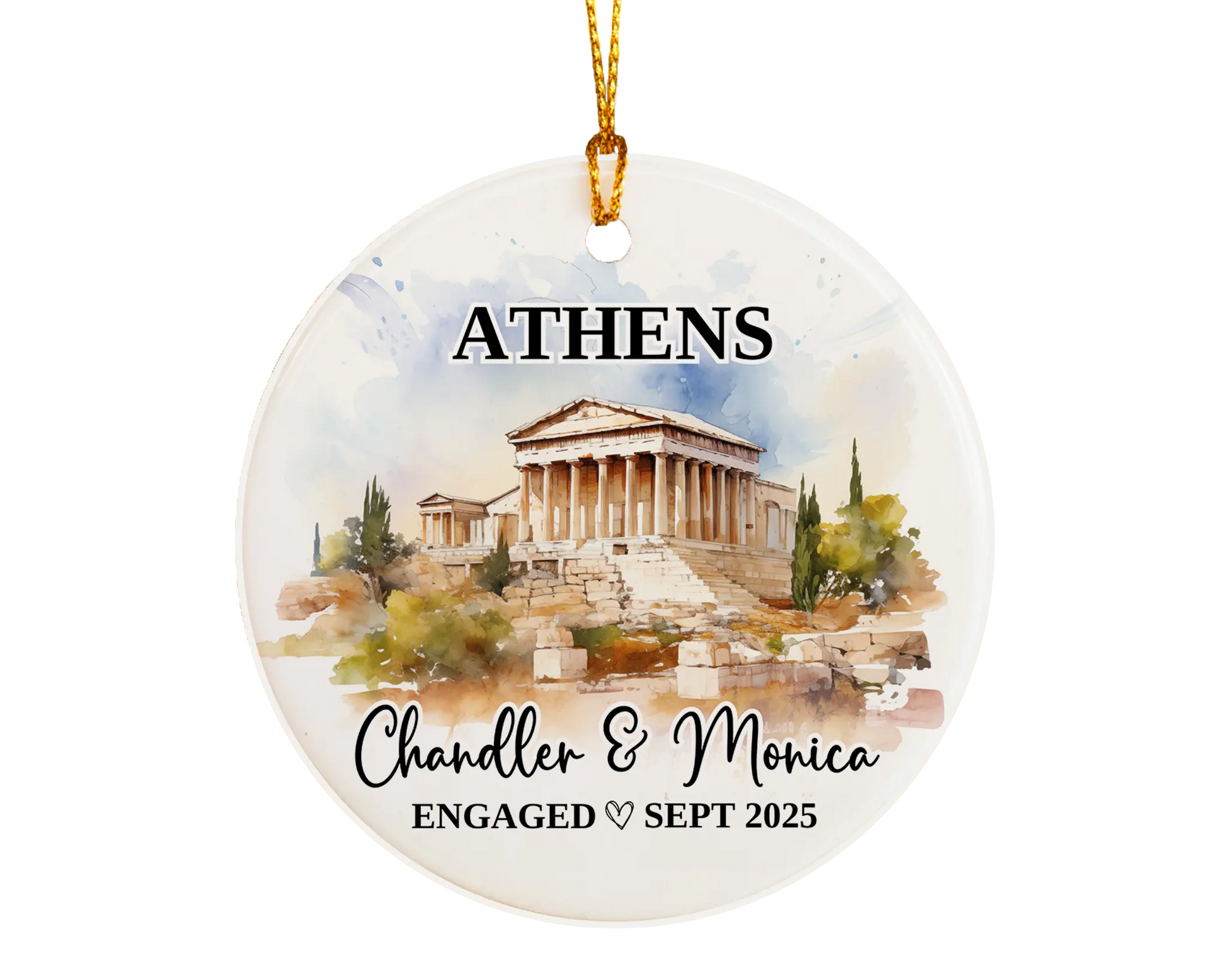 Athens Engagement Ornament Custom Gift Souvenir Bauble Present