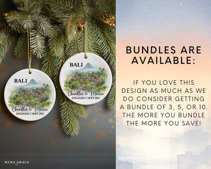 Bali Engagement Ornament Custom Gift Souvenir Bauble Present. Bundles are available
