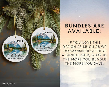 Banff Engagement Ornament Custom Gift Souvenir Bauble Present. Bundles are available