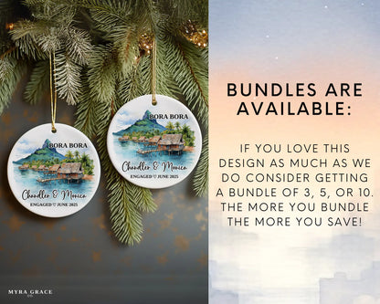 Bora Bora Engagement Ornament Custom Gift Souvenir Bauble Present. Bundles are available