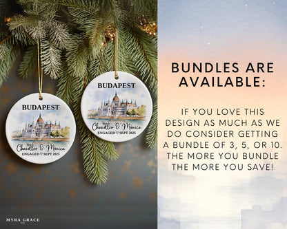 Budapest Engagement Ornament Custom Gift Souvenir Bauble Present. Bundles are available