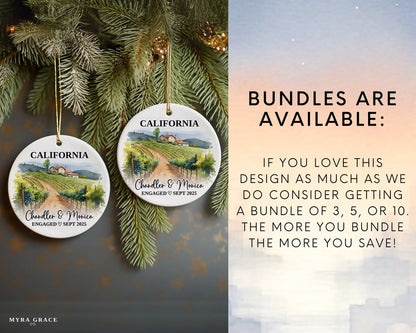 California Engagement Ornament Custom Gift Souvenir Bauble Present. Bundles are available