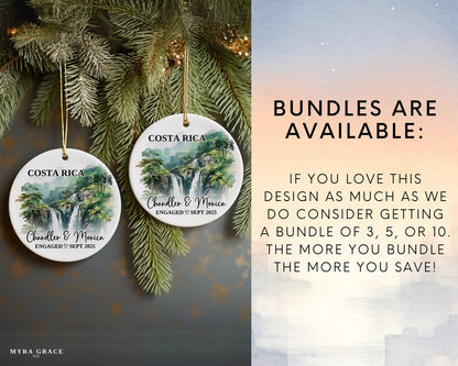 Costa Rica Engagement Ornament Custom Gift Souvenir Bauble Present. Bundle are available