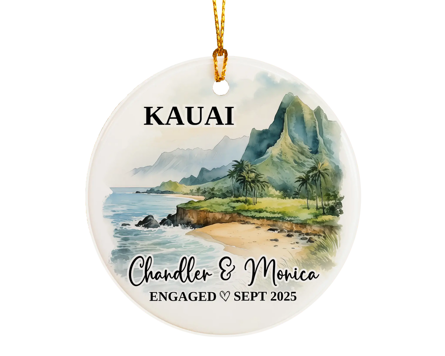 Kauai Engagement Ornament Custom Gift Souvenir Bauble Present
