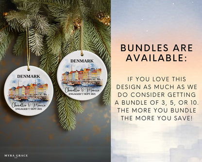 Denmark Engagement Ornament Custom Gift Souvenir Bauble Present. Bundles are available