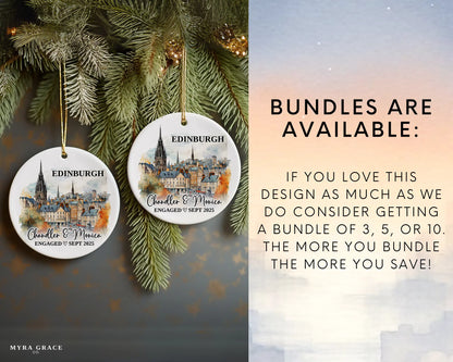 Edinburgh Engagement Ornament Custom Gift Souvenir Bauble Present. Bundles are available