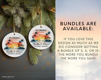 Florida Engagement Ornament Custom Gift Souvenir Bauble Present. Bundles are available