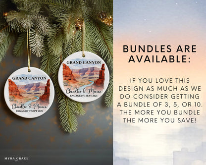 Grand Canyon Engagement Ornament Custom Gift Souvenir Bauble Present. Bundles are available