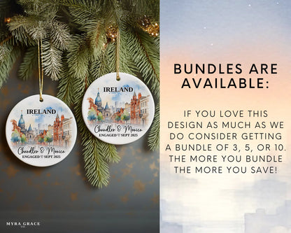 Ireland Engagement Ornament Custom Gift Souvenir Bauble Present. Bundles are available