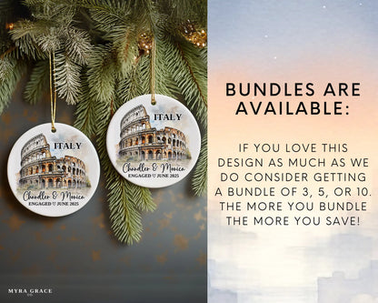 Italy Colosseum Engagement Ornament Custom Gift Souvenir Bauble Present. Bundles are available