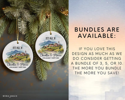 Italy Engagement Ornament Custom Gift Souvenir Bauble Present. Bundles are available