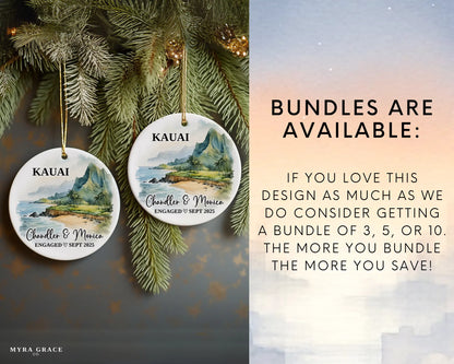 Kauai Engagement Ornament Custom Gift Souvenir Bauble Present. Bundles are available