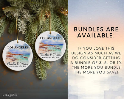 Los Angeles Engagement Ornament Custom Gift Souvenir Bauble Present. Bundles are available