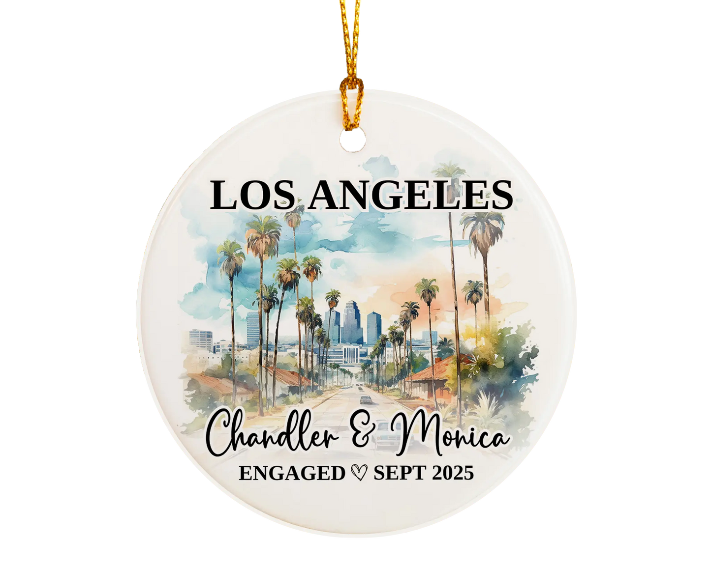 Los Angeles Engagement Ornament Custom Gift Souvenir Bauble Present