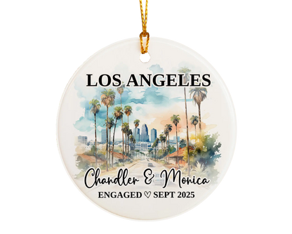 Los Angeles Engagement Ornament Custom Gift Souvenir Bauble Present