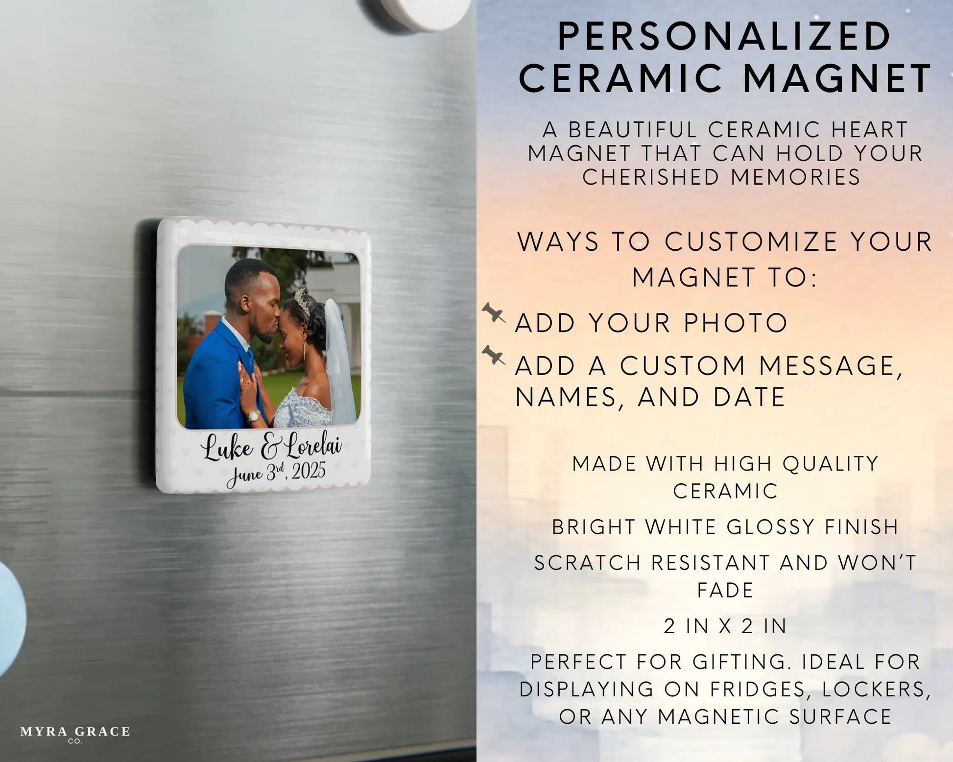 Wedding Magnet Custom Personalized Gift Souvenir Present. Infographic