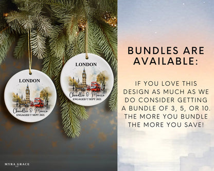 London Engagement Ornament Custom Gift Souvenir Bauble Present. Bundles are available