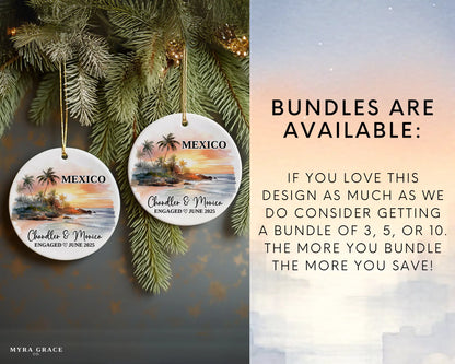 Mexico Engagement Ornament Custom Gift Souvenir Bauble Present. Bundles are available