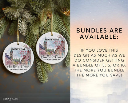 Montreal Engagement Ornament Custom Gift Souvenir Bauble Present. Bundles are available