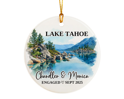 Lake Tahoe Engagement Ornament Custom Gift Souvenir Bauble Present