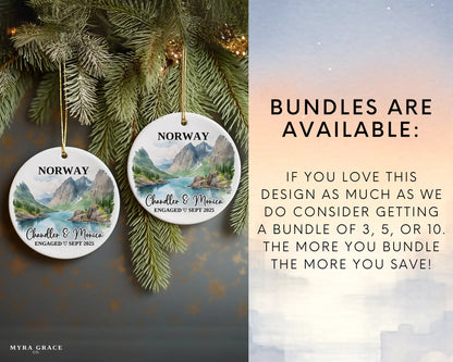 Norway Engagement Ornament Custom Gift Souvenir Bauble Present. Bundles are available