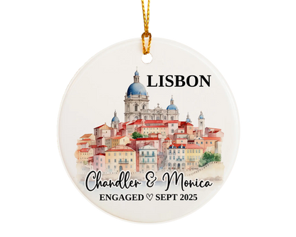 Lisbon Engagement Ornament Custom Gift Souvenir Bauble Present